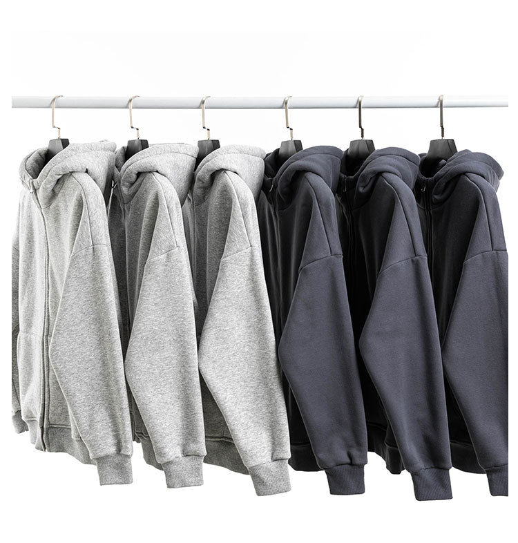 Winter Thickened Polar Fleece Thermal Hooded Sweatshirt Pure Color All-matching Couple Coat