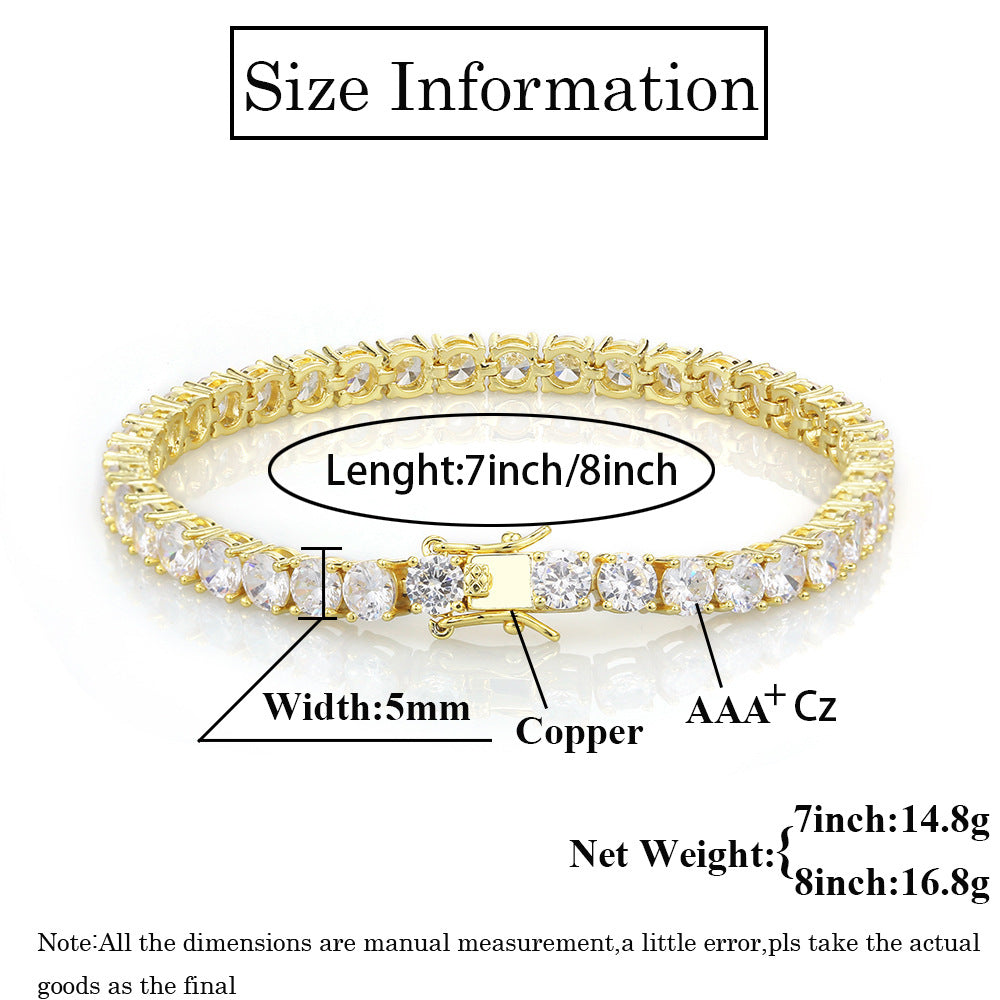Tennis Chain Zircon Bracelet Fashion Brand Hip Hop
