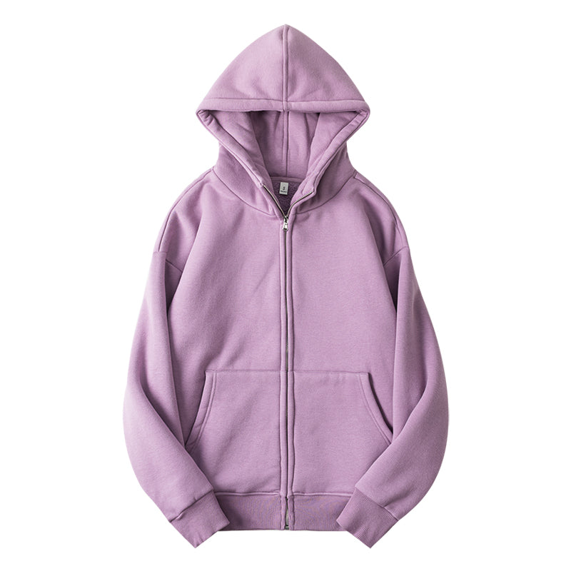 Winter Thickened Polar Fleece Thermal Hooded Sweatshirt Pure Color All-matching Couple Coat