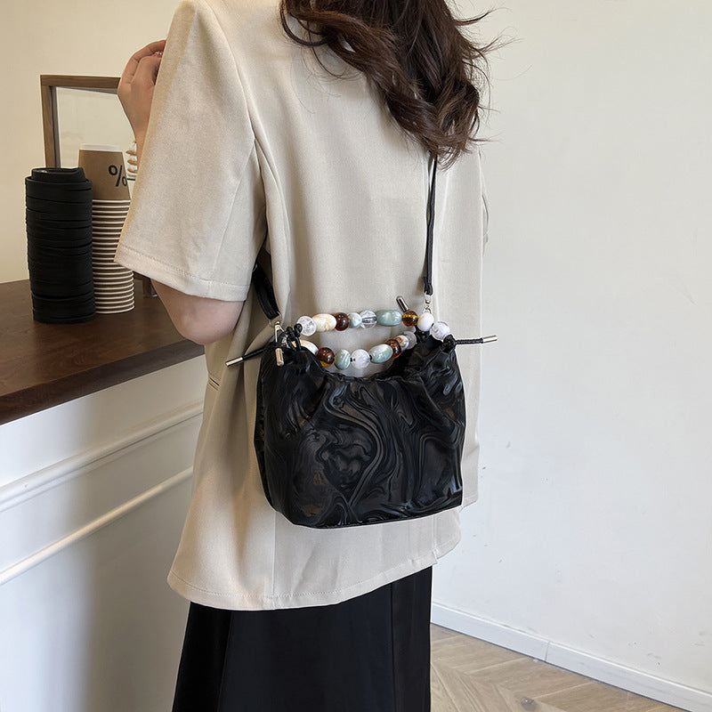 Womens Stylish Pleated Minimalist Pearl Crossbody Bag