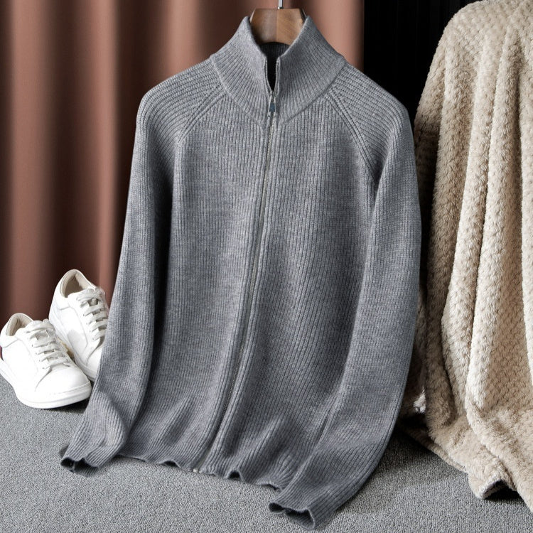 Men's Korean-style Stand-collar Sweater Casual Handsome Slim Knit Cardigan Jacket