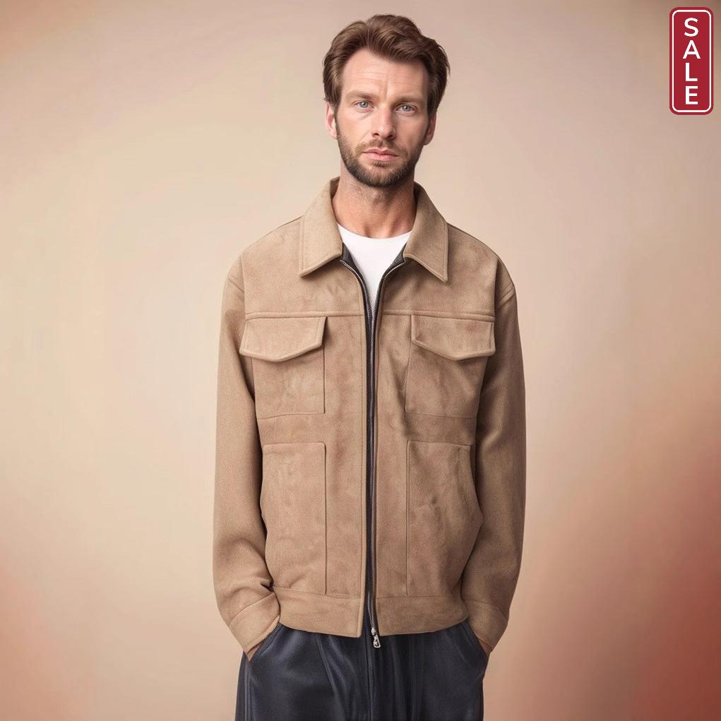 Fashion Men's Fur Zipper Big Pocket Jacket Coat