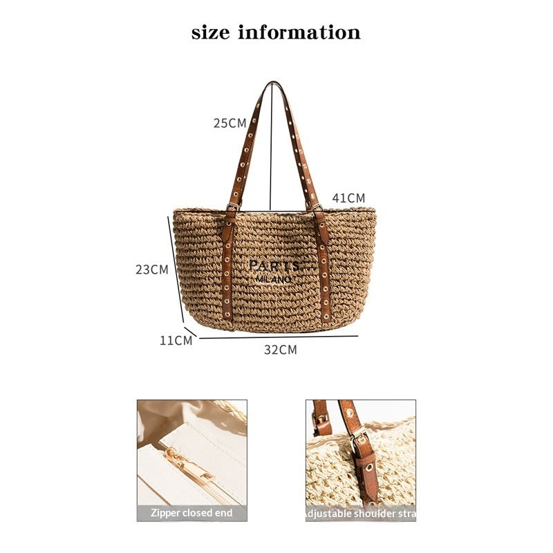 New Bohemian Style Minimalist Straw Bag For Beach And Seaside Vacations