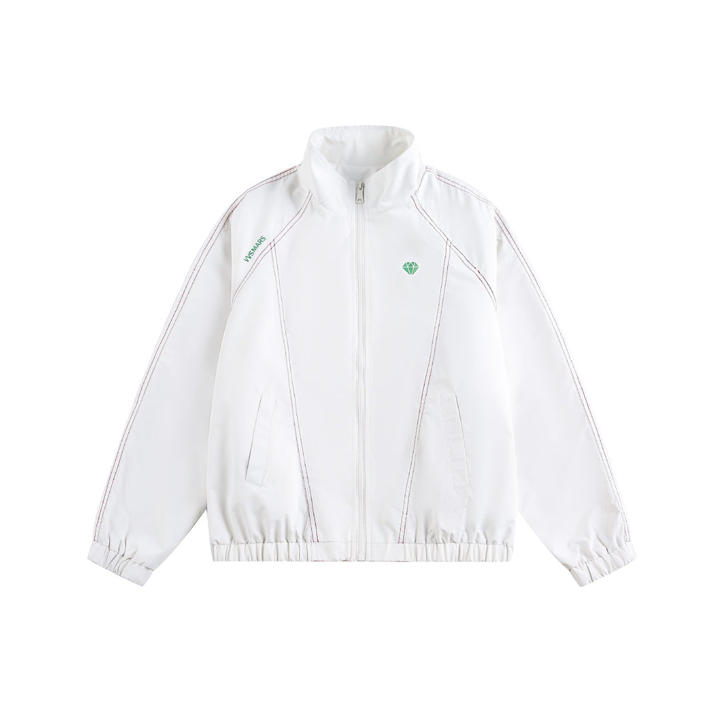 Crew-neck Casual Sport Zip-up Jacket