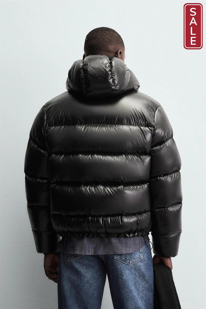 Black Hooded Cotton Jacket Casual