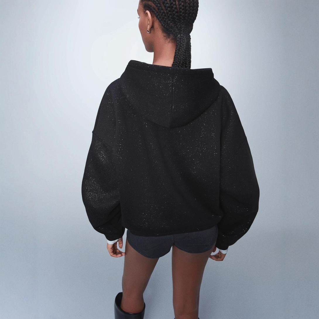 Womens Loose-Fit American-Style Babys Breath Hoodie