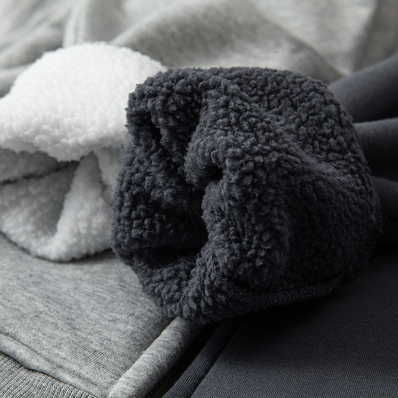 Winter Thickened Polar Fleece Thermal Hooded Sweatshirt Pure Color All-matching Couple Coat