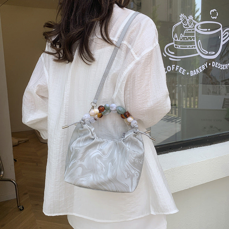 Womens Stylish Pleated Minimalist Pearl Crossbody Bag