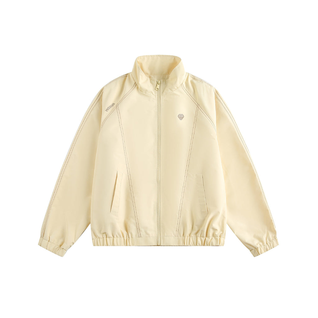 Crew-neck Casual Sport Zip-up Jacket