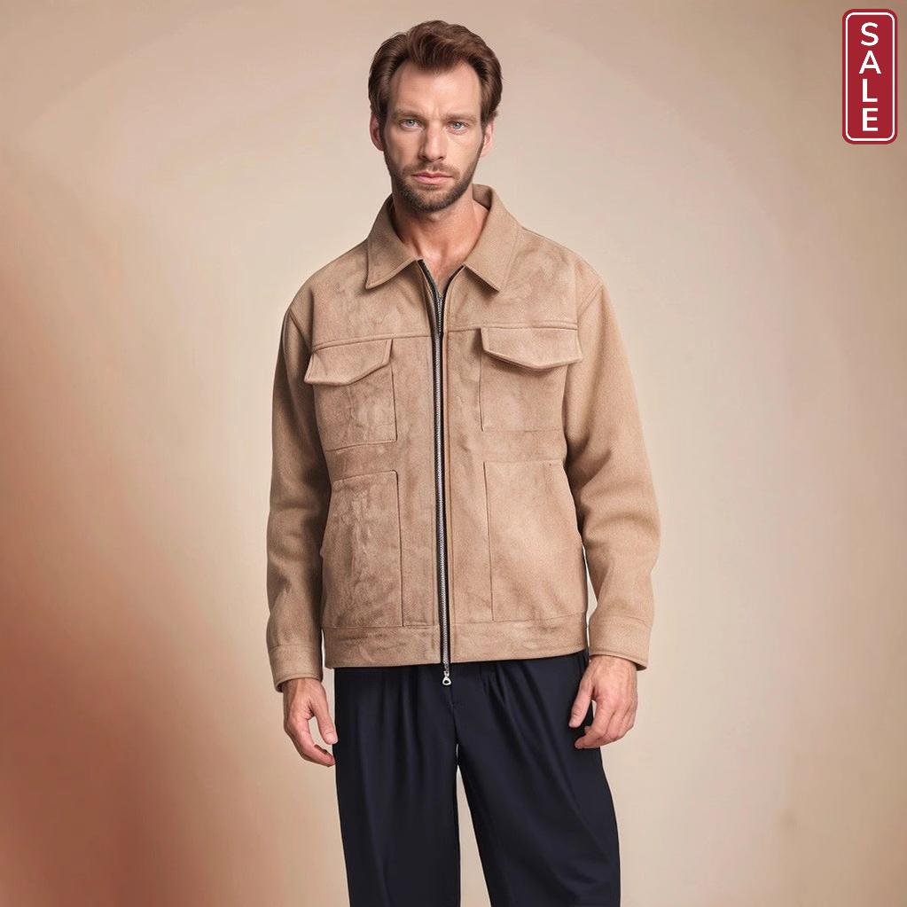 Fashion Men's Fur Zipper Big Pocket Jacket Coat