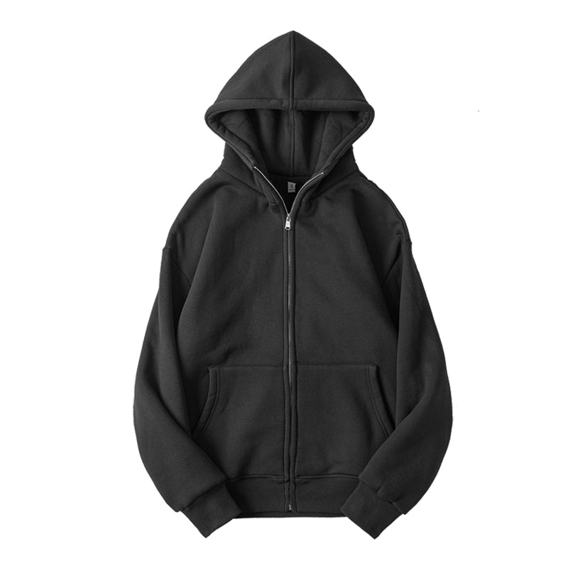 Winter Thickened Polar Fleece Thermal Hooded Sweatshirt Pure Color All-matching Couple Coat