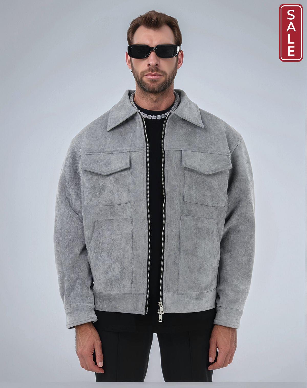 Fashion Men's Fur Zipper Big Pocket Jacket Coat