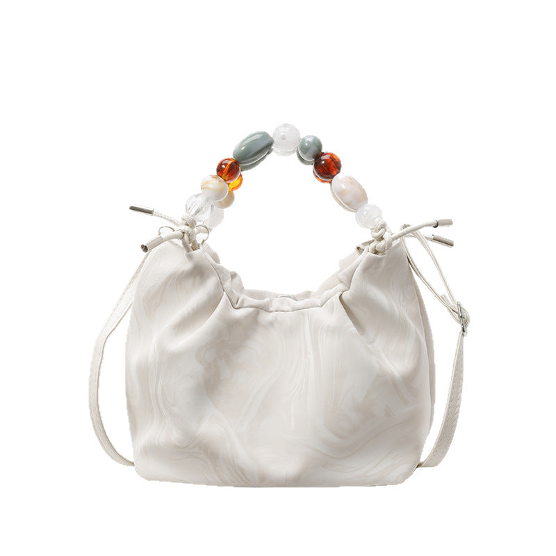 Womens Stylish Pleated Minimalist Pearl Crossbody Bag