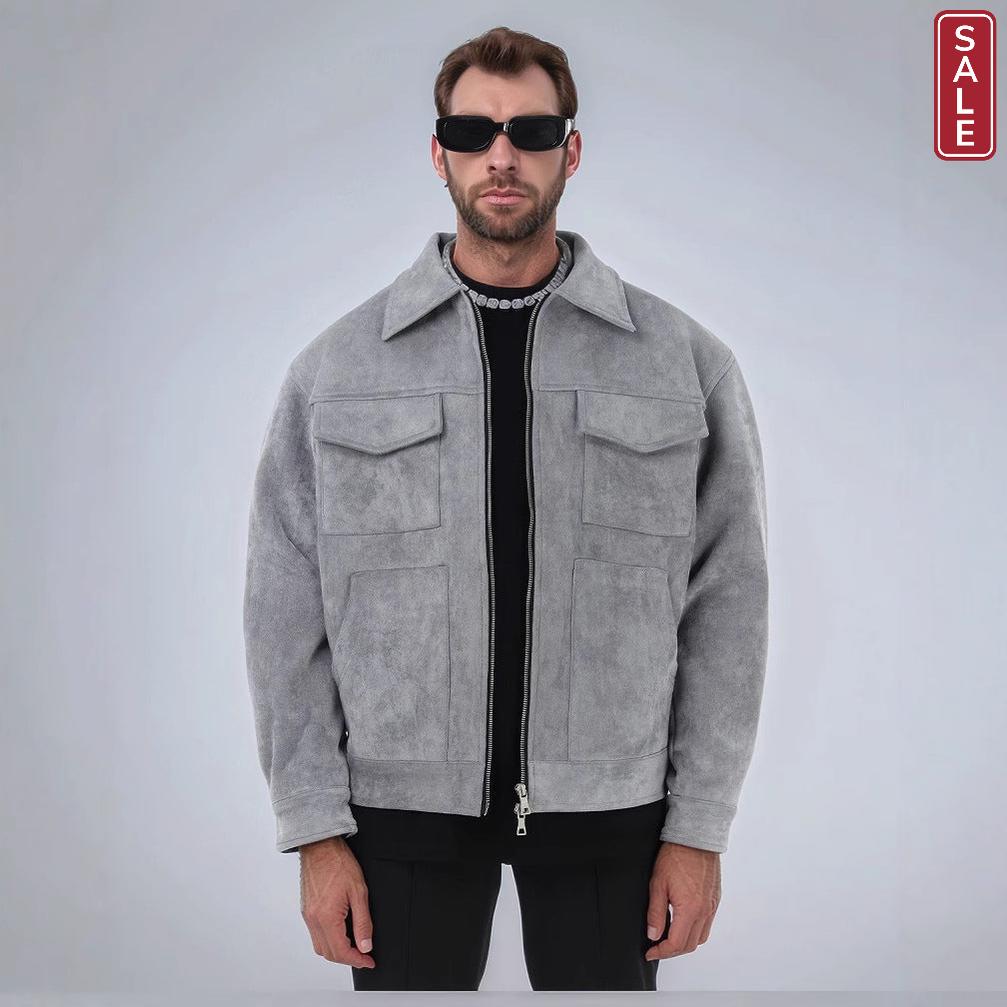 Fashion Men's Fur Zipper Big Pocket Jacket Coat