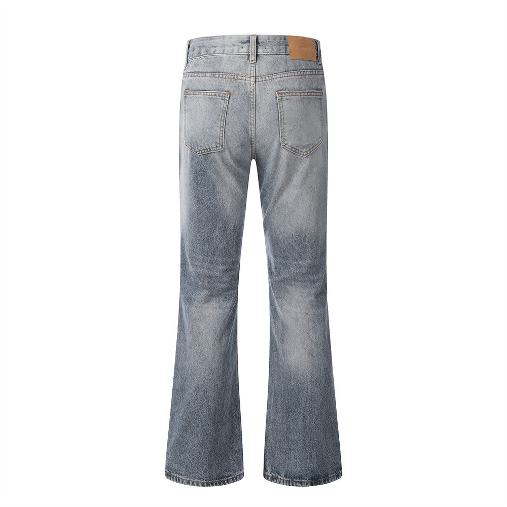Washing Hole Denim Bootcut Trousers Trendy Punk