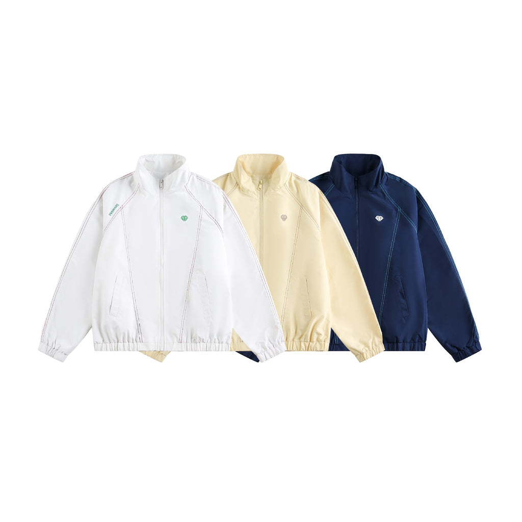 Crew-neck Casual Sport Zip-up Jacket