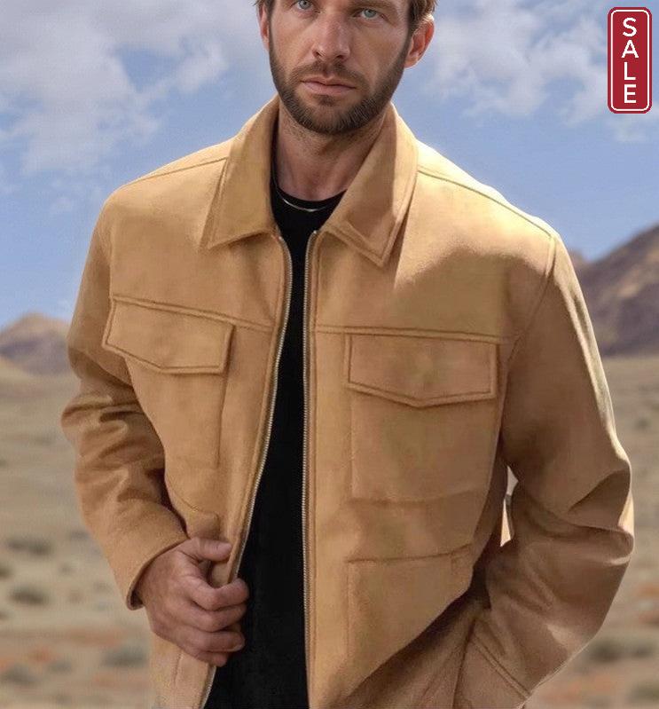 Fashion Men's Fur Zipper Big Pocket Jacket Coat