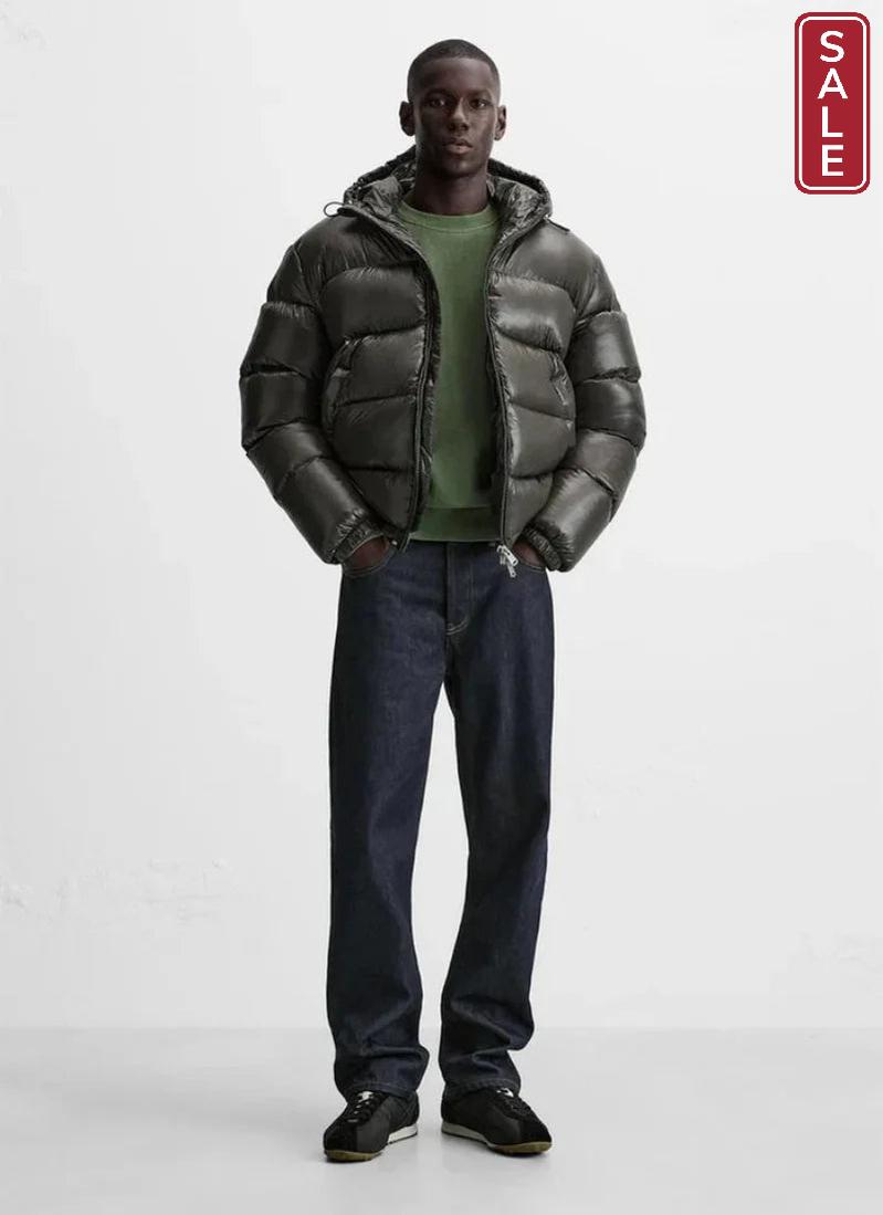 Black Hooded Cotton Jacket Casual