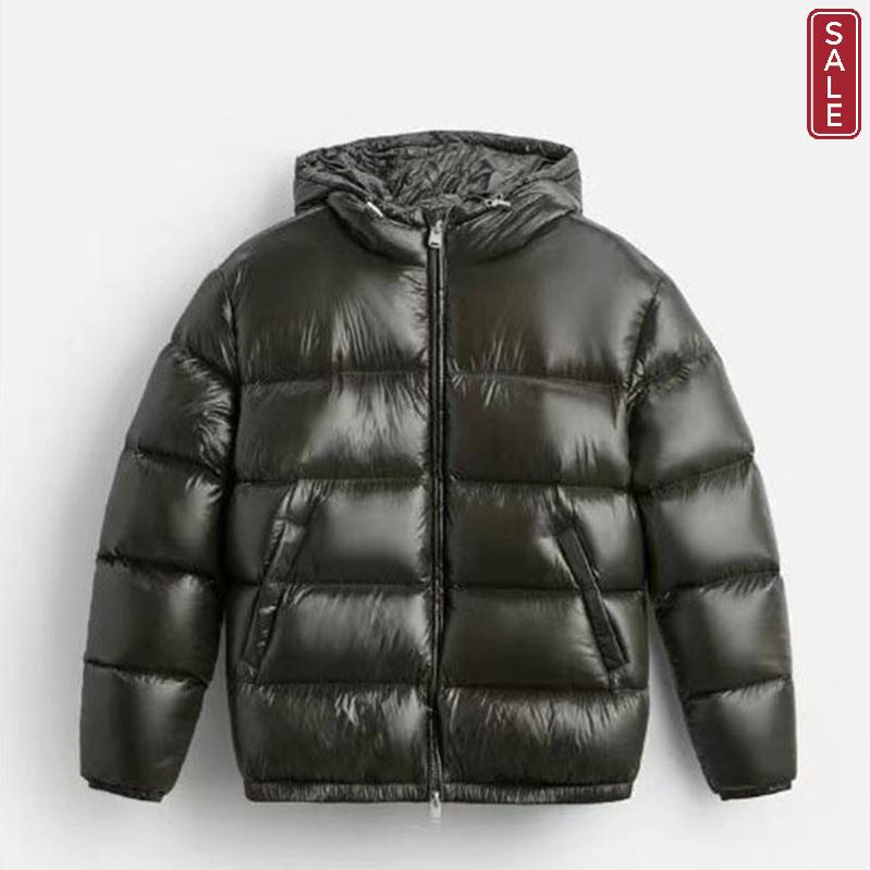 Black Hooded Cotton Jacket Casual