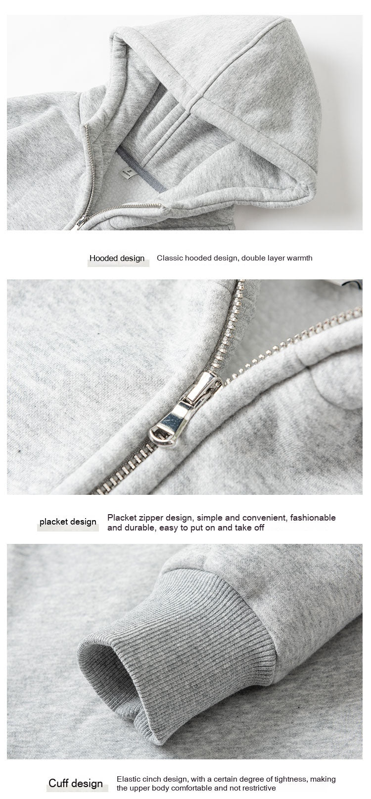 Winter Thickened Polar Fleece Thermal Hooded Sweatshirt Pure Color All-matching Couple Coat
