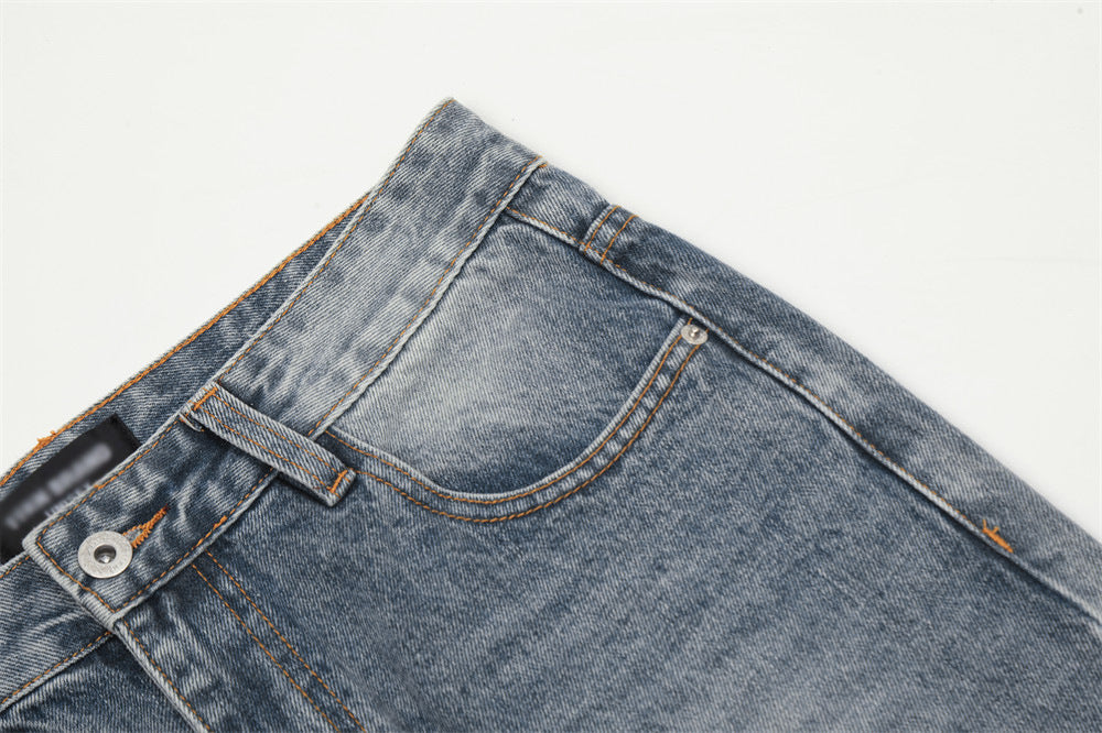 Washing Hole Denim Bootcut Trousers Trendy Punk